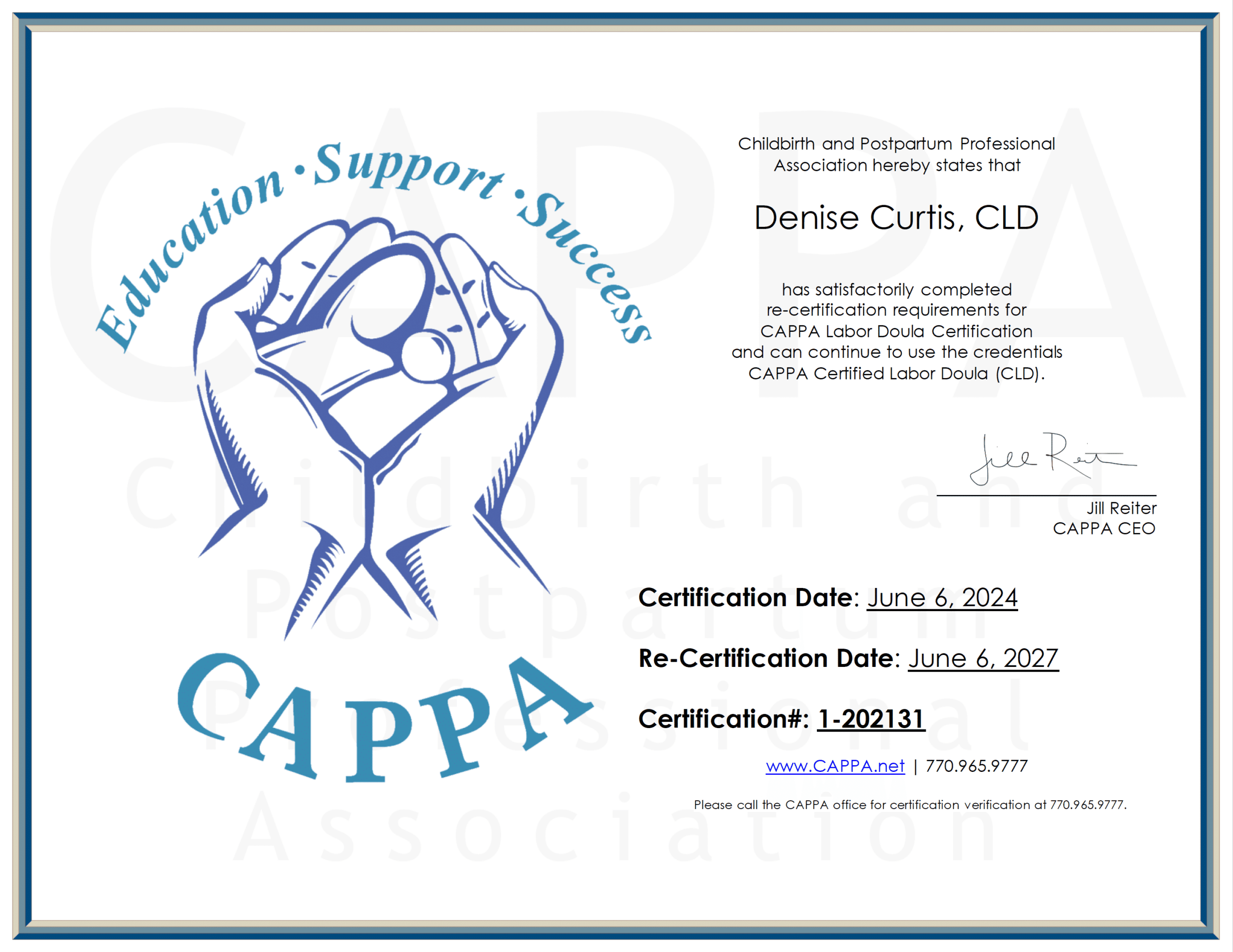 CAPPA Certified Labor Doula (CLD)