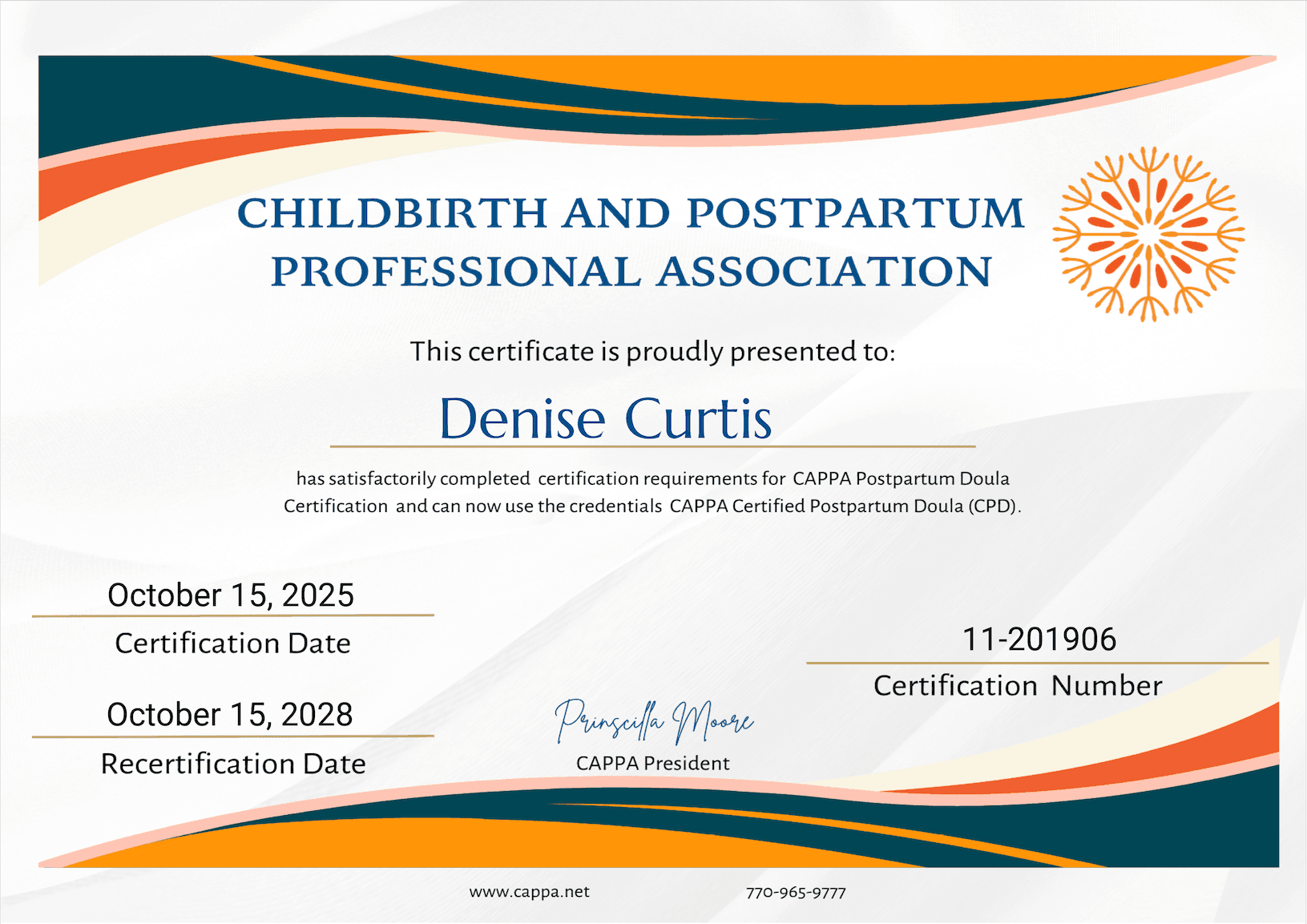 CAPPA Certified Postpartum Doula (CPD)